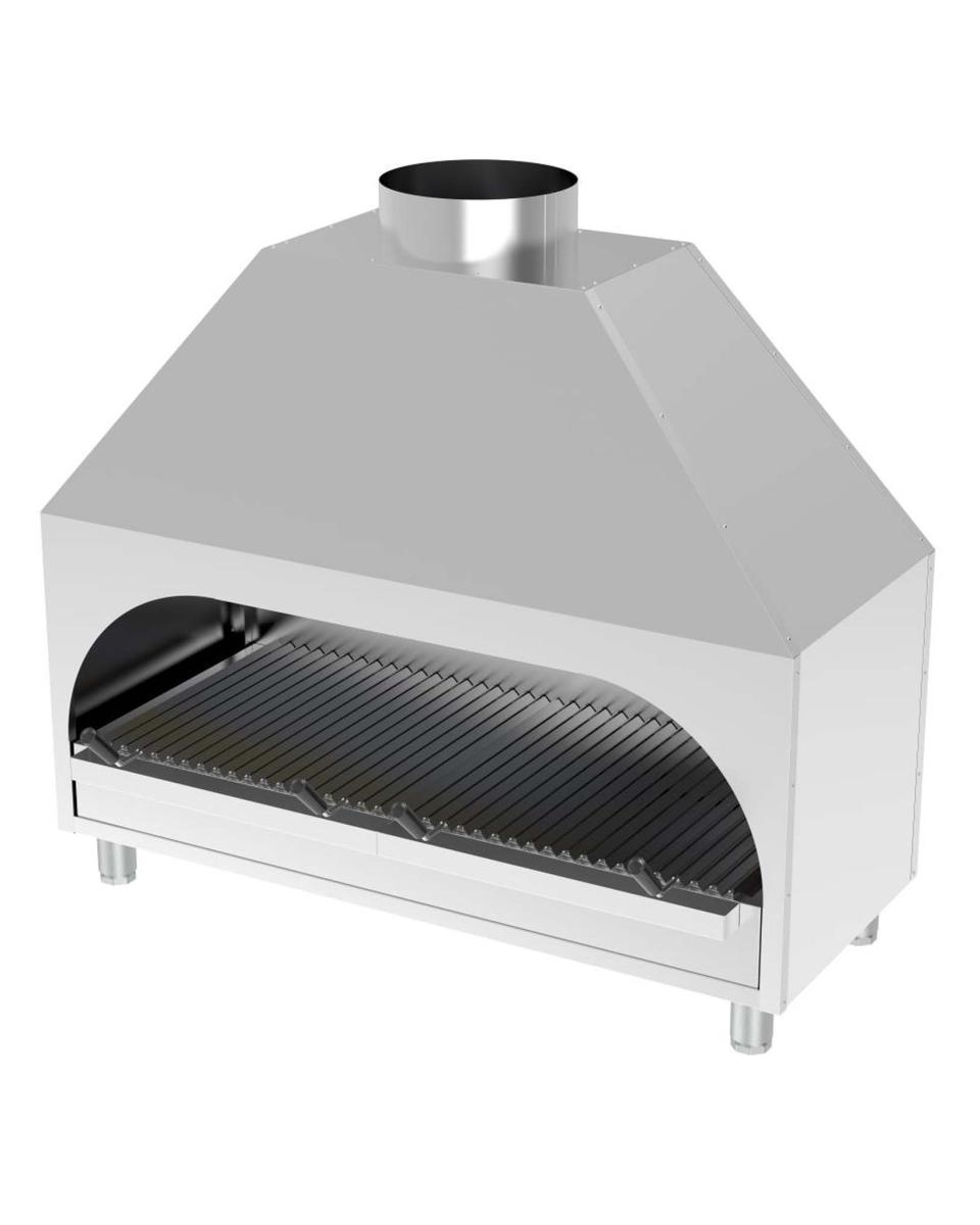 Holzkohlegrill - Tischmodell - H 120 x 130 x 53 CM - Dunstabzugshaube - Edelstahl - G-Line