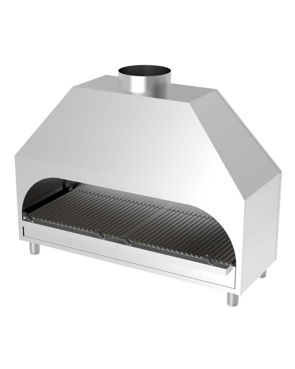 Holzkohlegrill - Tischmodell - H 120 x 150 x 53 CM - Dunstabzugshaube - Edelstahl - G-Line