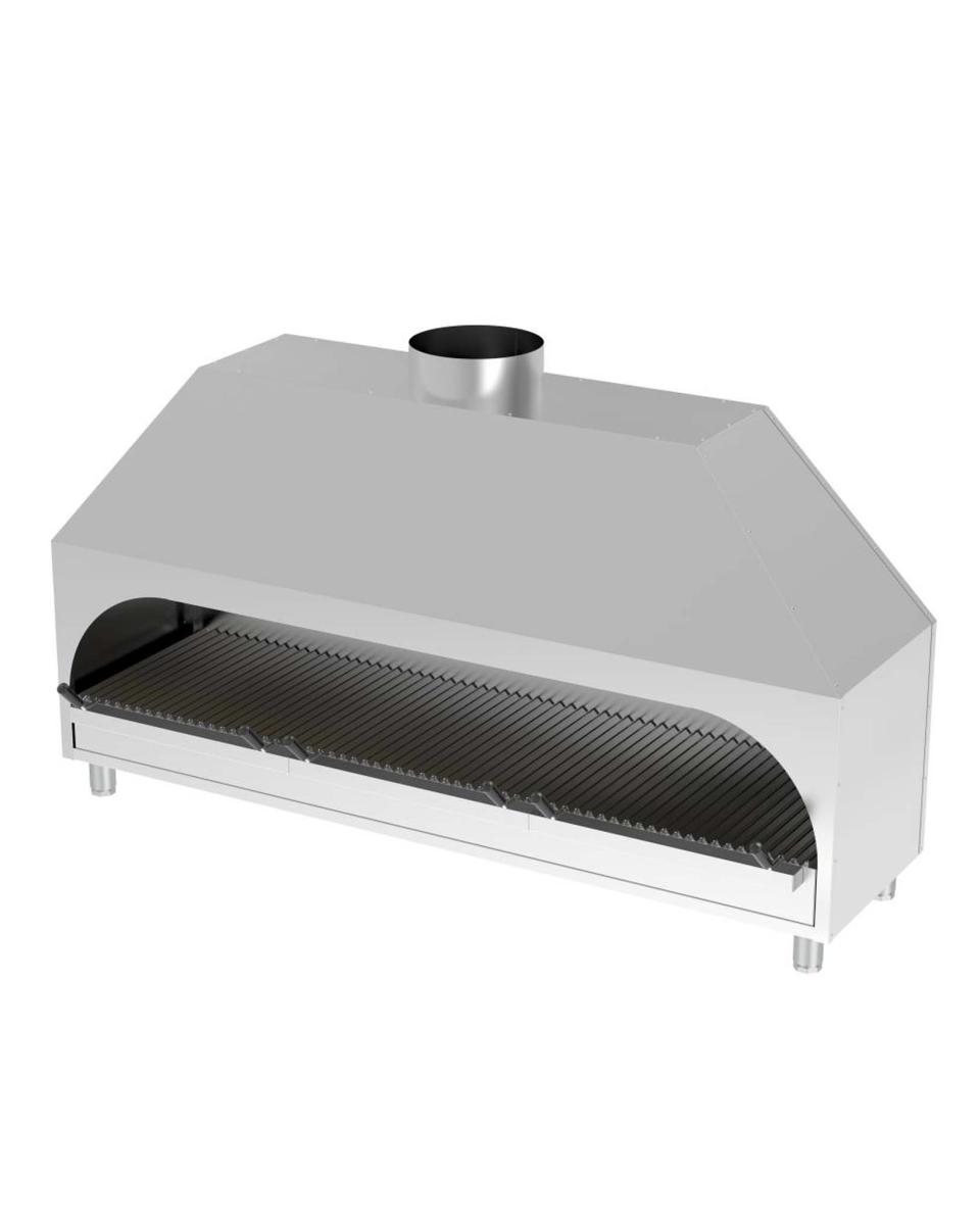 Holzkohlegrill - Tischmodell - H 120 x 170 x 53 CM - Dunstabzugshaube - Edelstahl - G-Line