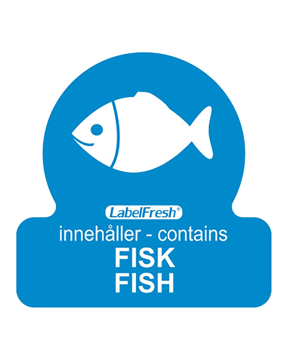 Lebensmitteletiketten – Enthält Fisch – 6 x 500 Stück – 7,5 x 3,8 cm – Papier – Etikett frisch – 532714