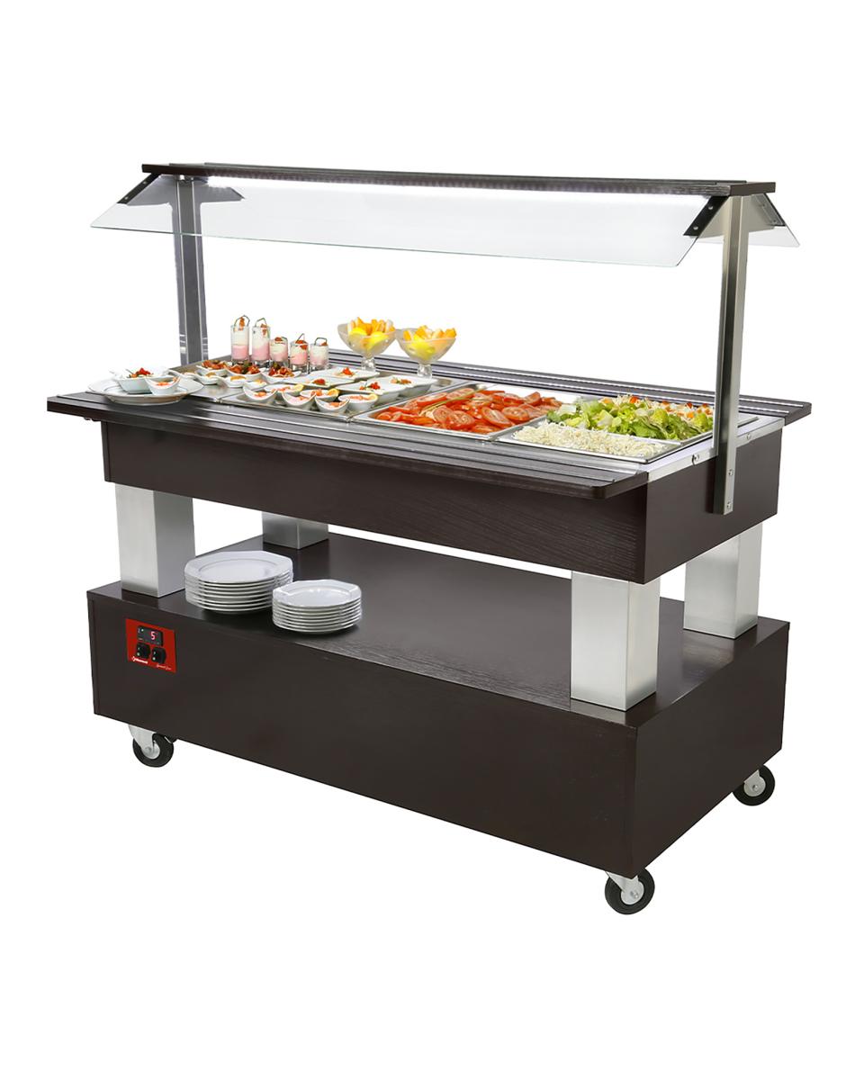 Kühlbuffet - 4 x 1/1 GN - Wengeholz - H 137 x 144 x 66 CM - Diamant - BSB/4N-B1-R2