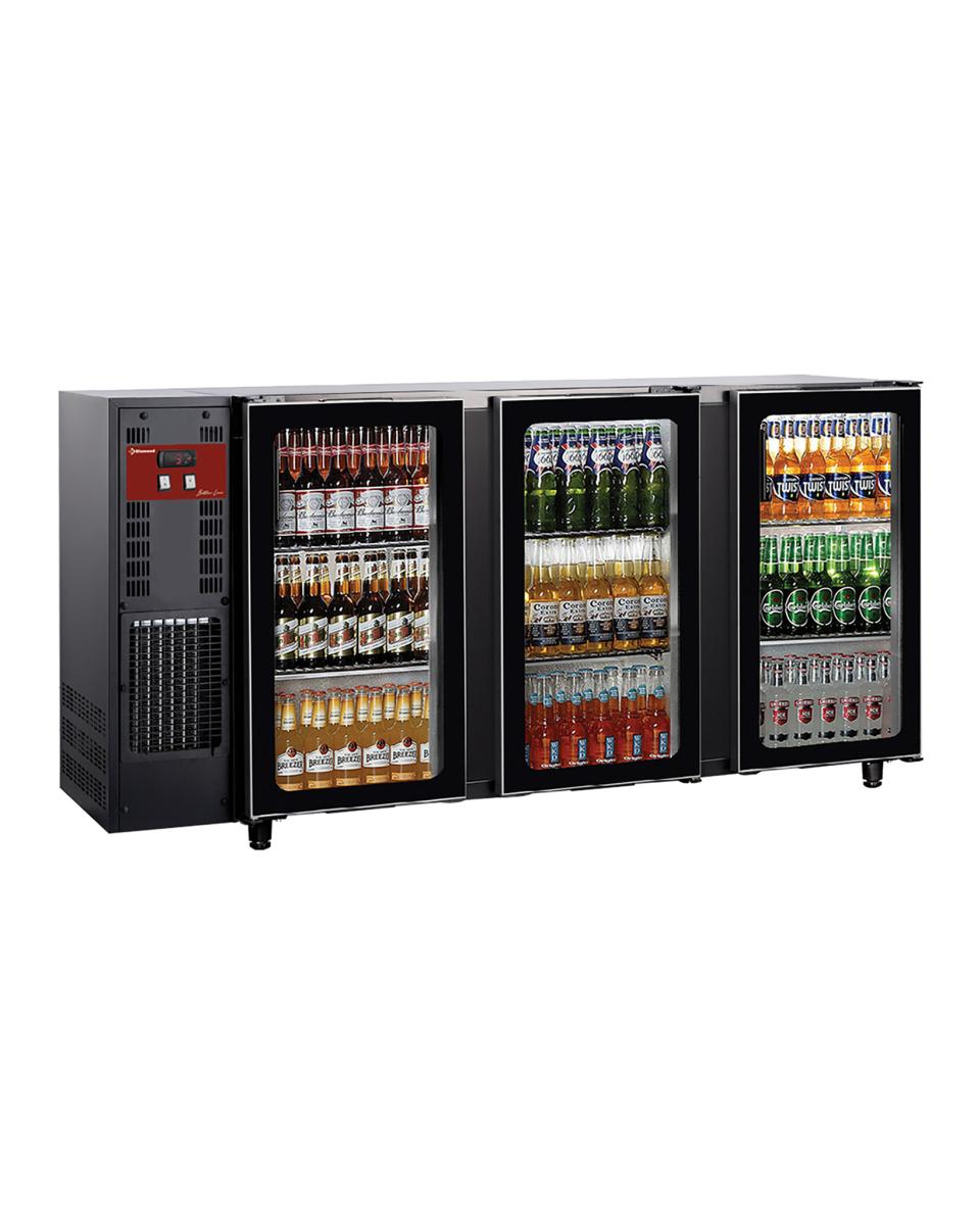 Kühlschrank Glastür - 579 Liter - 3 Türen - Schwarz