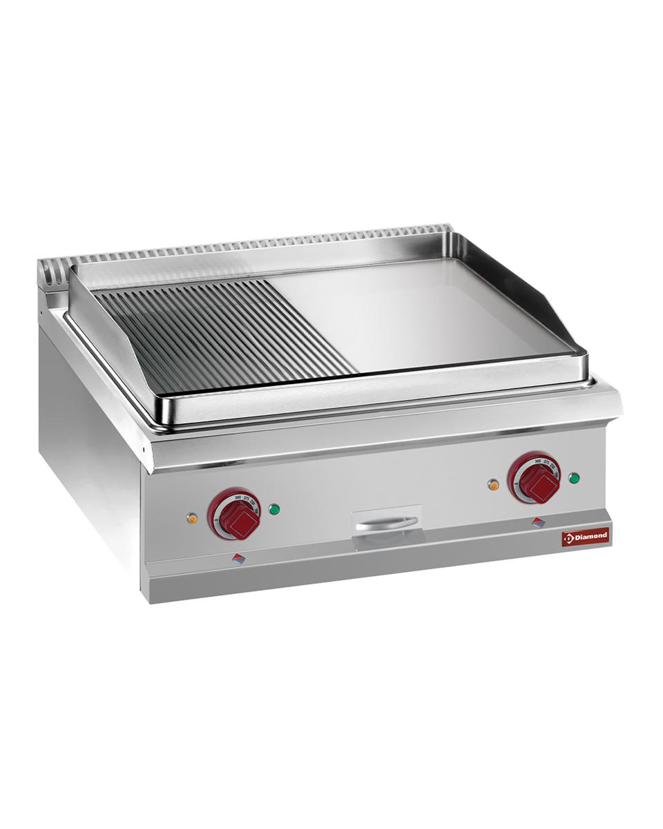 Grillplatte - Elektrisch - Glatt / Gerippt - Chrom - 70 cm - Diamond - E7/PMCD7T