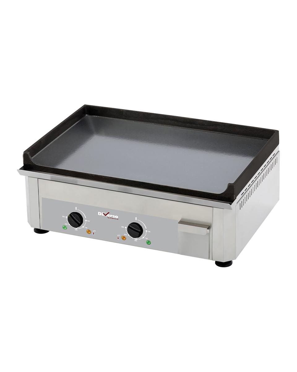 Grillplatte - Elektrisch - Glatt - Emailliert - 60 cm - Diamond - WR-EP60-SS