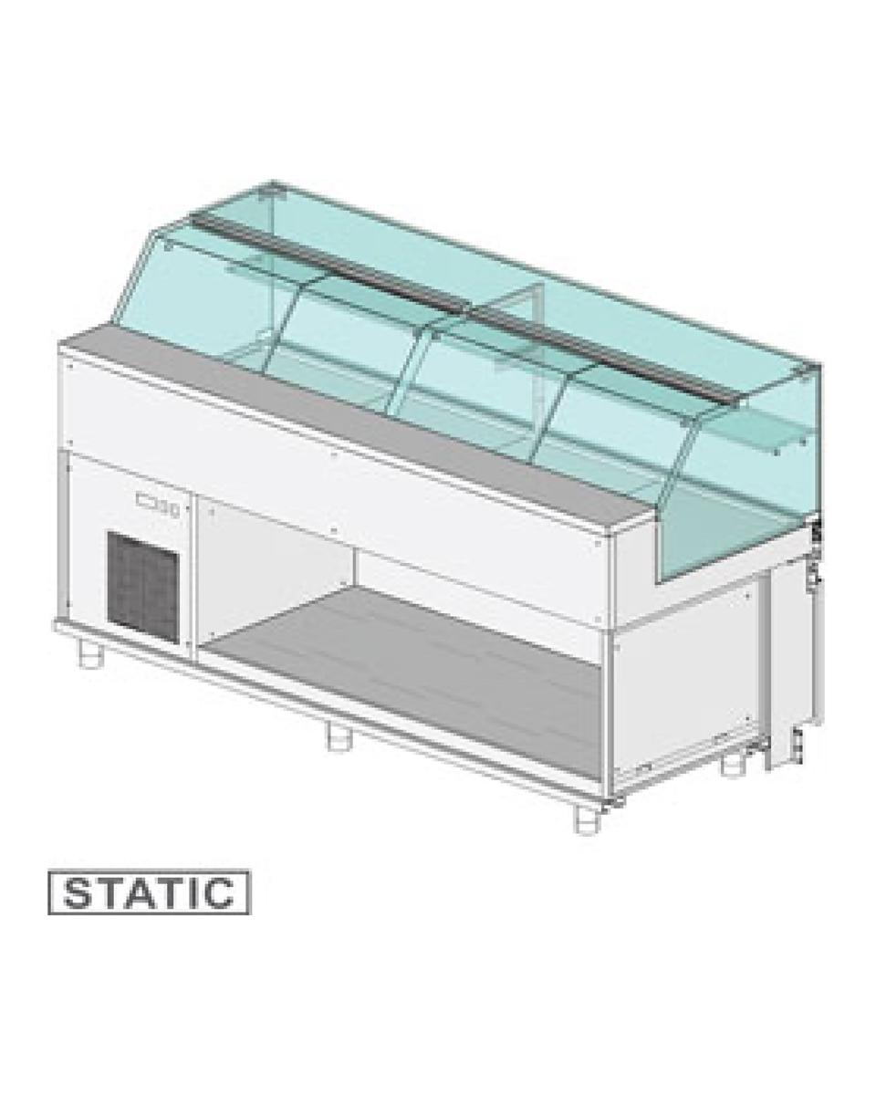Kühltheke - 210 cm - Gerades Glas - 550W - 230V - Edelstahl - Diamond - SB21X
