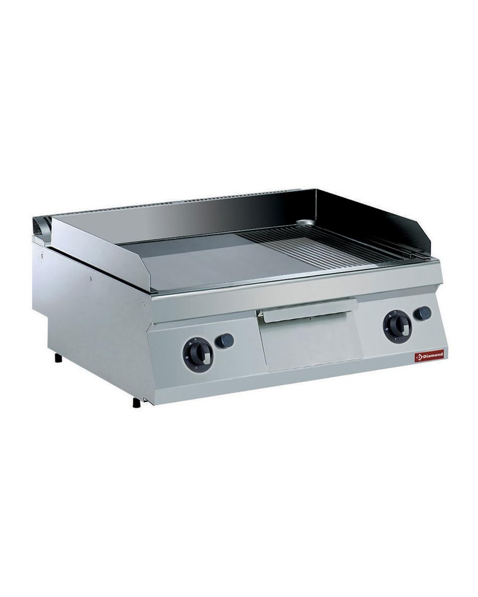 Grillplatte - Gas - Glatt/Gerippt - Chrom - 80 cm - Diamond - G17/PMCD8T-N