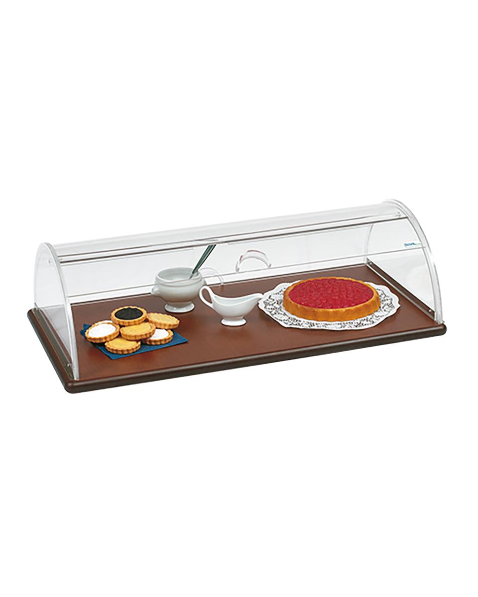 Buffetvitrine - H 30 x 90 x 49 CM - 25 KG - Plexiglas - Braun - Rolltop-Deckel - 710002