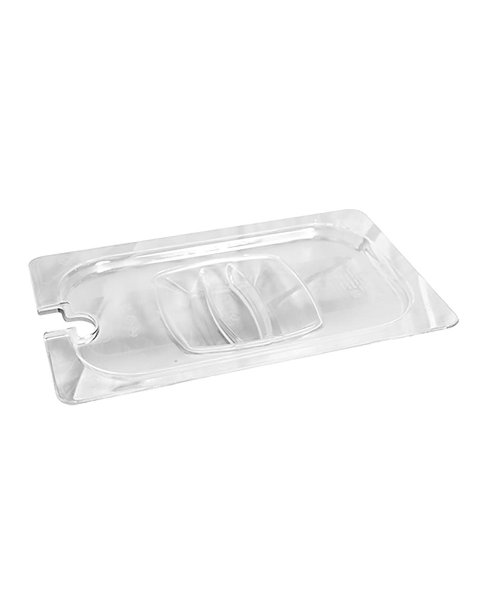 Gastronorm-Deckel – 1/4 GN – 26,5 x 16,2 cm – Polycarbonat – transparent – mit Löffelausschnitt – Rubbermaid – RM339886