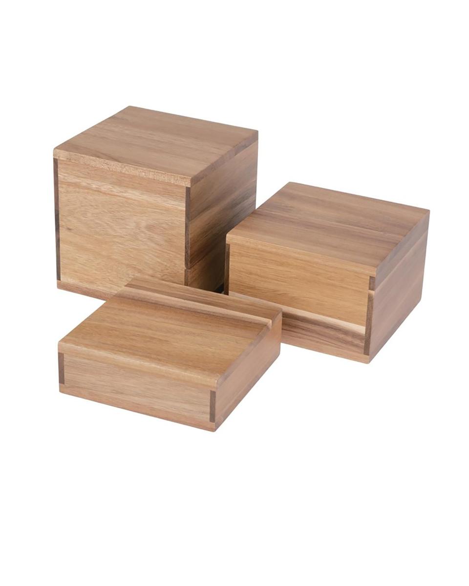 Buffet-Riser - 3 Stück - 15 x 15 cm- Akazienholz - Olympia - DF875