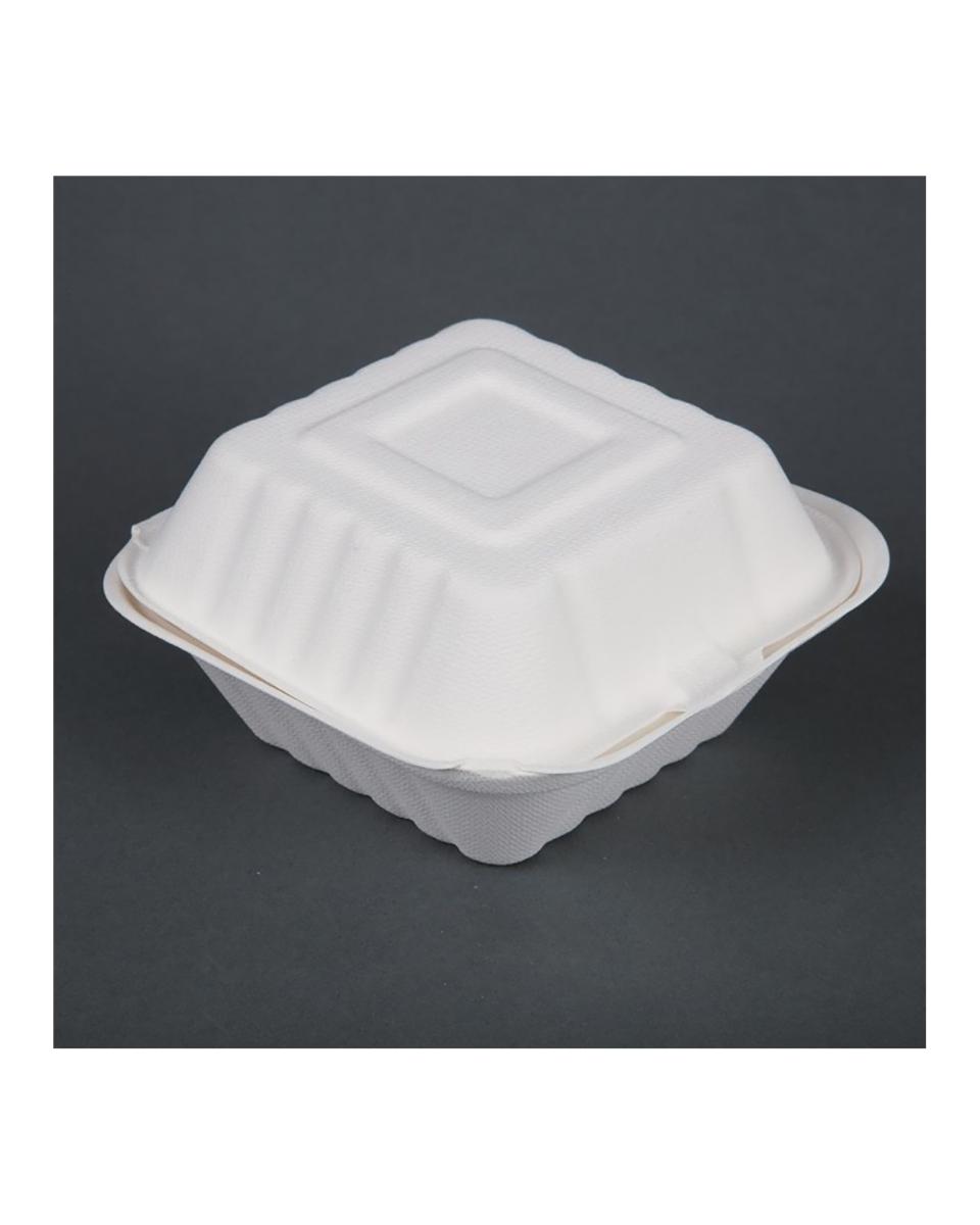 Einweg-Burgerboxen - 500 Stück - H 8,1 x 14,9 x 15,2 cm - Bagasse - Fiesta Green - DW246