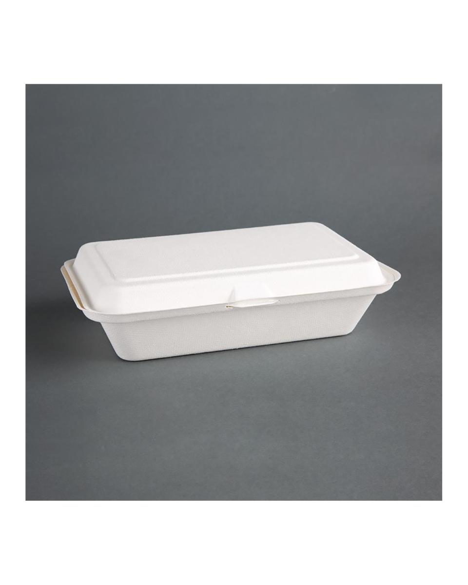 Einweg-Menüboxen - 0,7 Liter - 250 Stück - H 6,4 x 24,8 x 16,1 cm - Bagasse - Fiesta Green - DW249