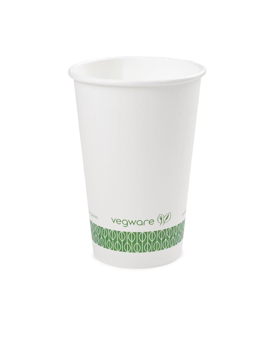 Einweg-Kaffeebecher - 0,46 Liter - 1000 Stück - Weiß - Ø 8,9 x H 12,8 cm - Papier/Pla - Vegware - DW620