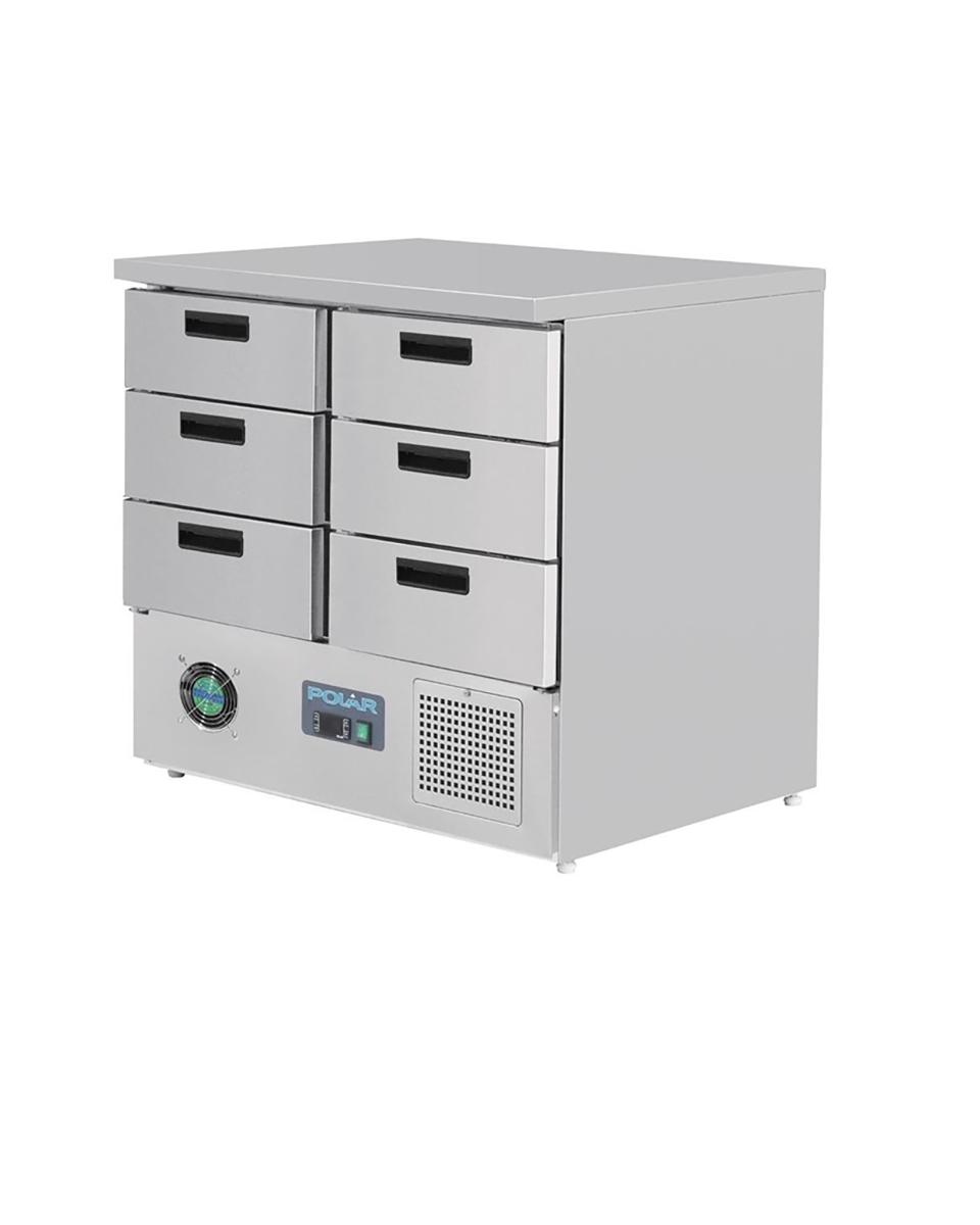 Kühltisch - 6 x 1/1 GN - 240 Liter - 6 Schubladen - H 88 x 90,3 x 70 cm - 230 V - Polar - FA440