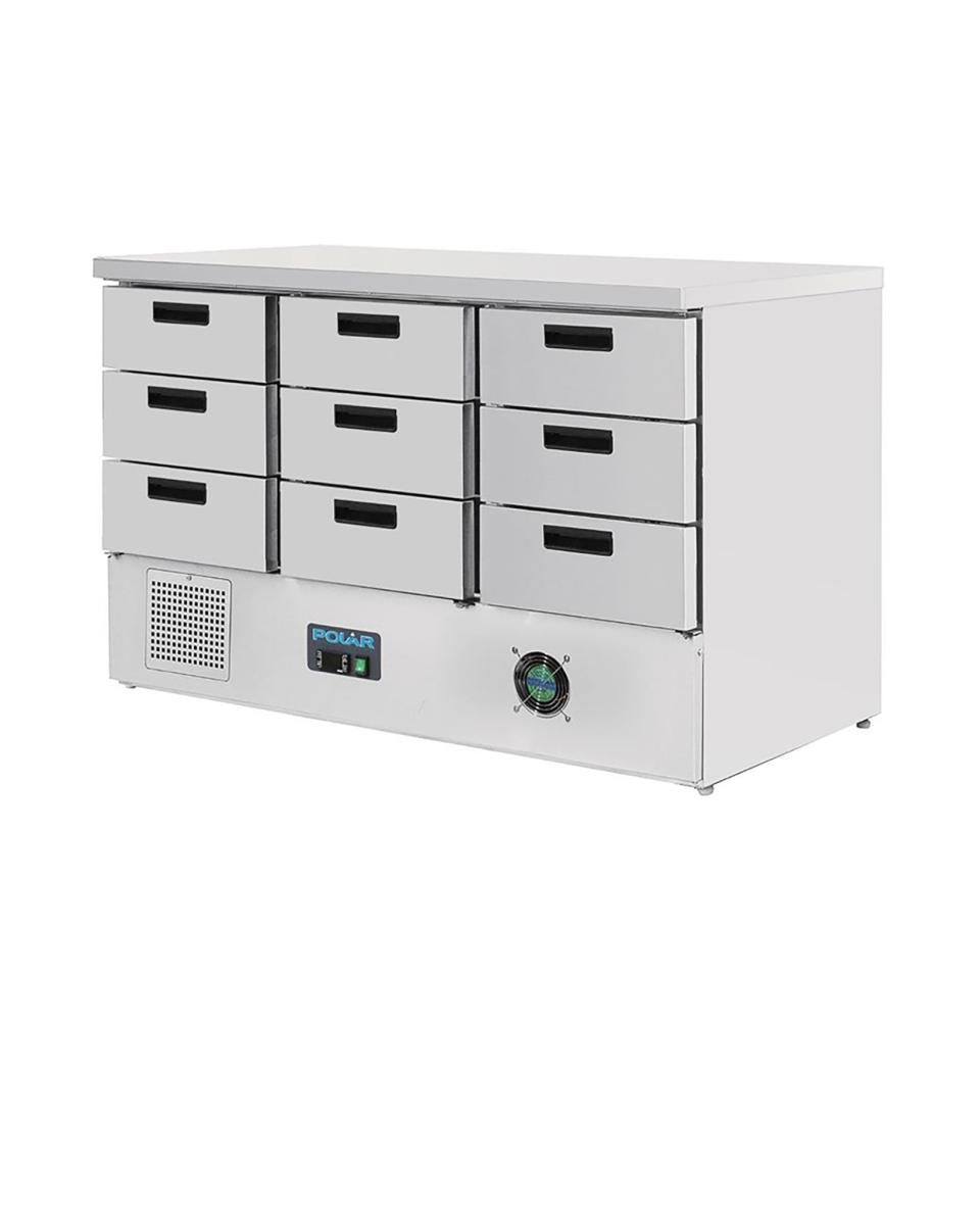 Kühltisch - 9 x 1/1 GN - 368 Liter - 9 Schubladen - H 88 x 136,5 x 70 cm - 230 V - Polar - FA441