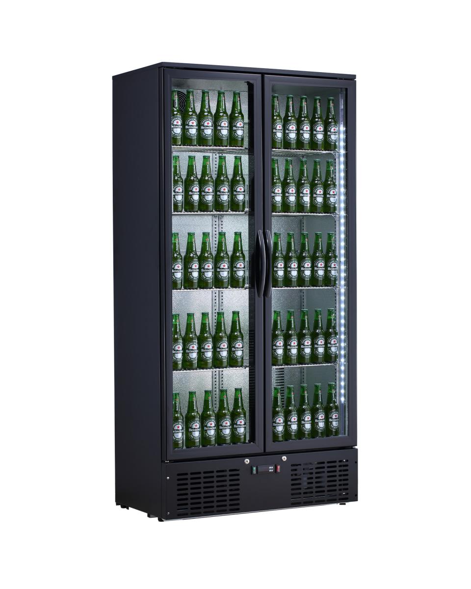Kühlschrank-Glastür – 385 Liter – Schwarz – Aluminium – Promoline