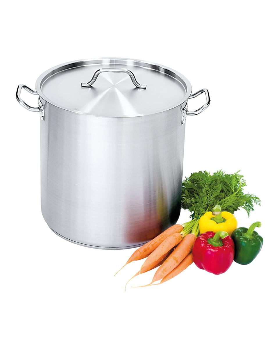 Topf - Ø24 x H 20 cm - Hoch - Edelstahl - Mit Deckel - 9 Liter - Promoline
