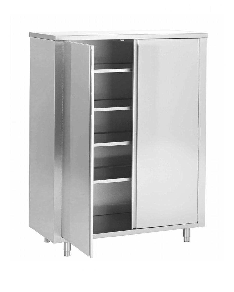 Hochschrank aus Edelstahl – Flügeltüren – 4 Einlegeböden – G-Line