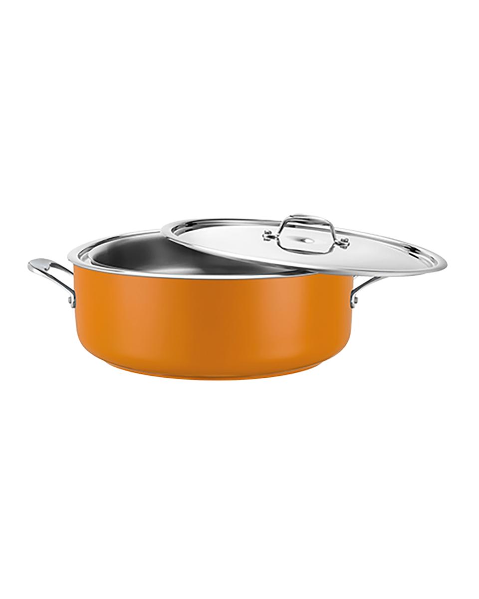 Bain-Marie-Pfanne – H 12,5 cm – 5,1 kg – Ø32 cm – Edelstahl 18/10 – Gelb – 3,7 Liter – Pujadas – 720968