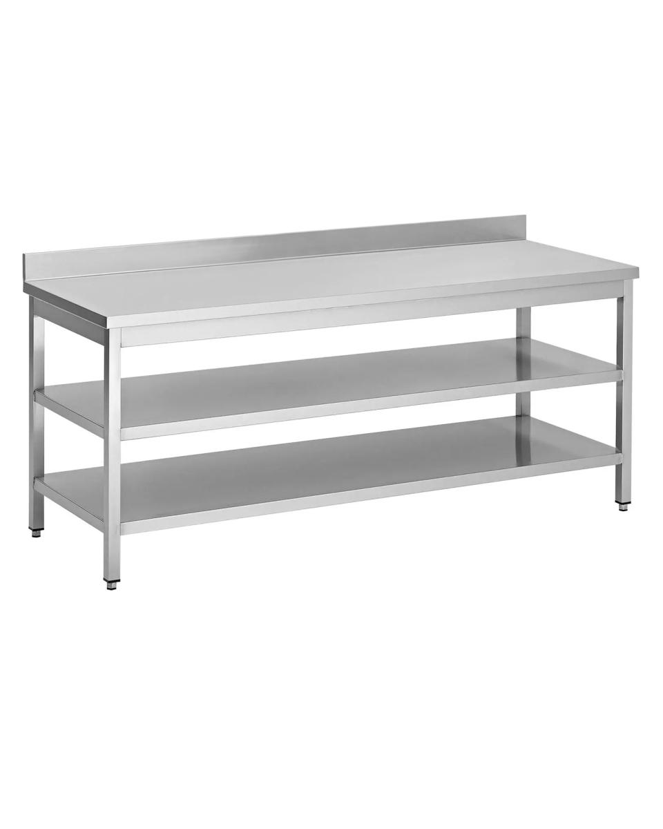 Arbeitstisch aus Edelstahl – doppelte Basis – aufrechter Kantenblock 10 cm – G-Line