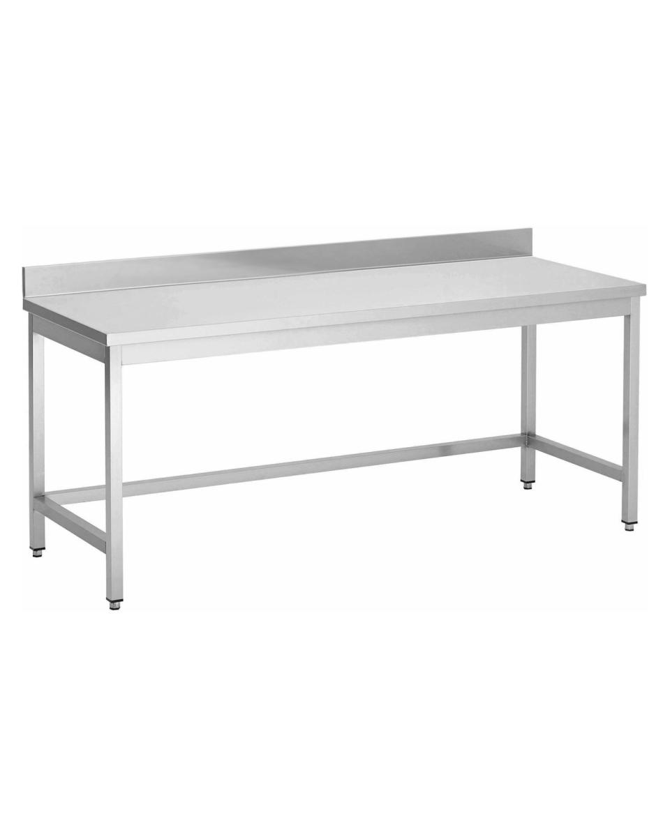 Arbeitstisch aus Edelstahl – ohne untere Ablage – aufrechter Kantenblock 10 cm – G-Line