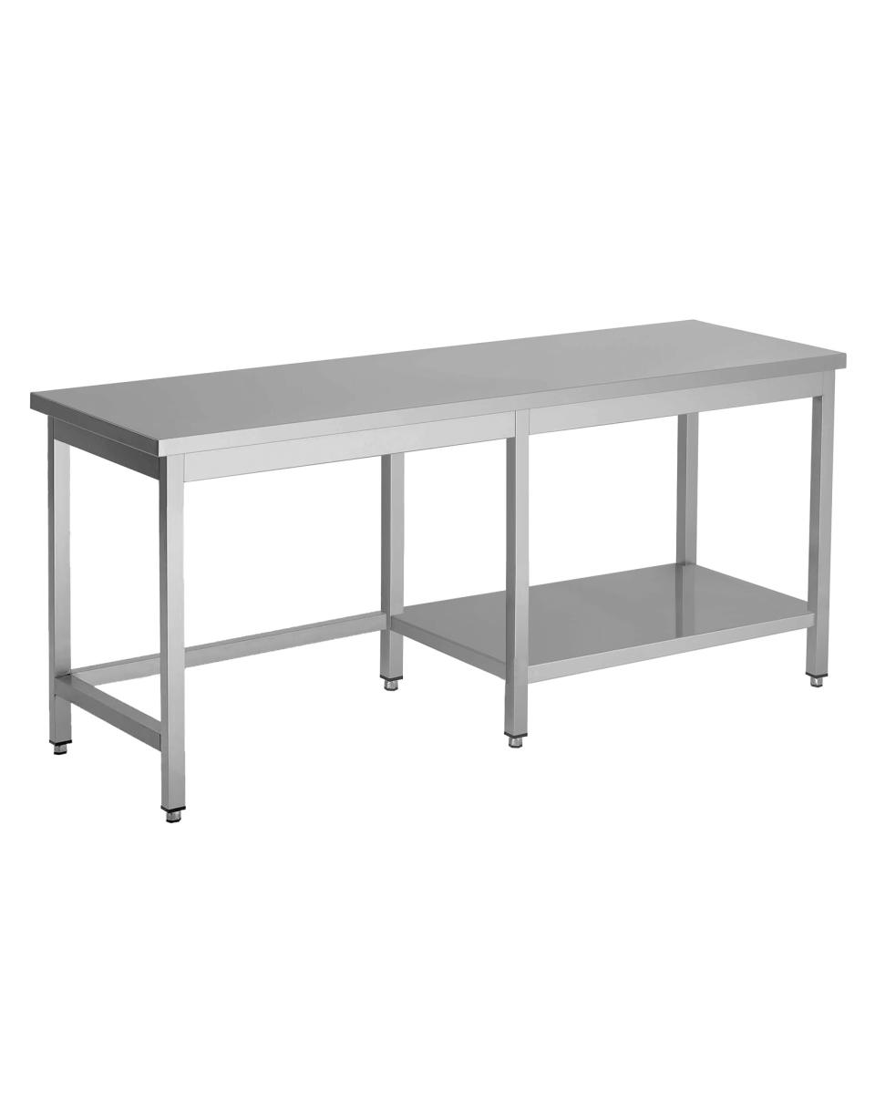 Arbeitstisch aus Edelstahl – halbes unteres Regal rechts – G-Line