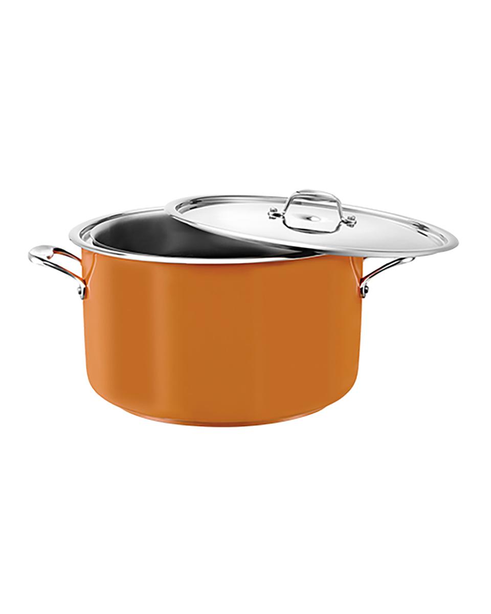 Bain-Marie-Pfanne – H 16 cm – 4,28 kg – Ø28 cm – Edelstahl 18/10 – Gelb – 5,4 Liter – Pujadas – 720964