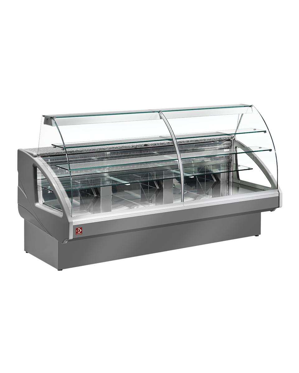 Kühltheke Innovation - 140 cm - Gebogenes Glas - Schubladensystem - 330W - 230V - Grau - Diamond - UT14/G5-R2