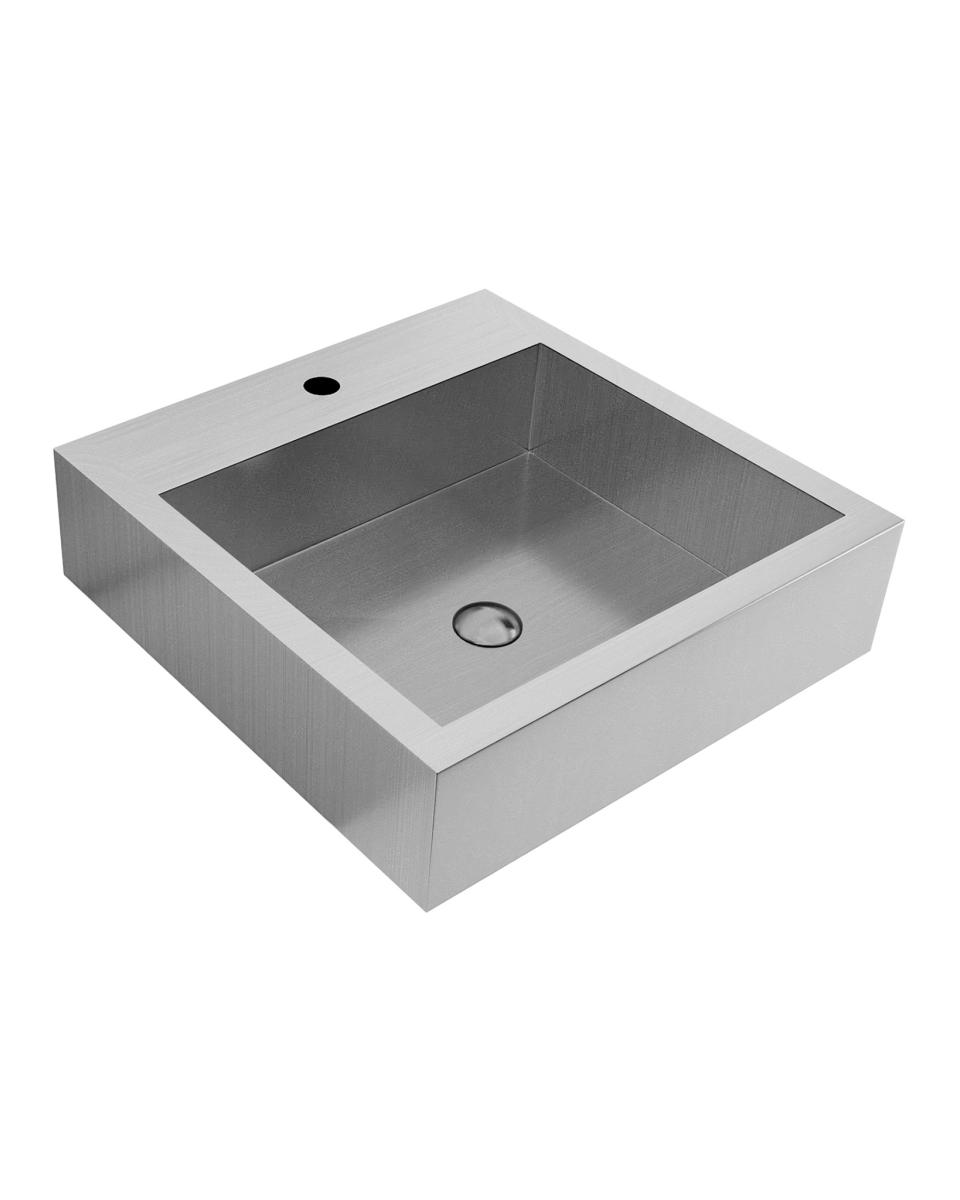 Handwaschbecken aus Edelstahl – Quadratisches Becken – H 12,4 x 45 x 45 CM