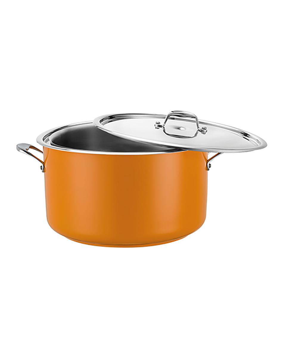 Bain Marie Pfanne – H 19 CM – 5,75 KG – Ø32 CM – Edelstahl 18/10 – Gelb – 8,6 Liter – Pujadas – 720965