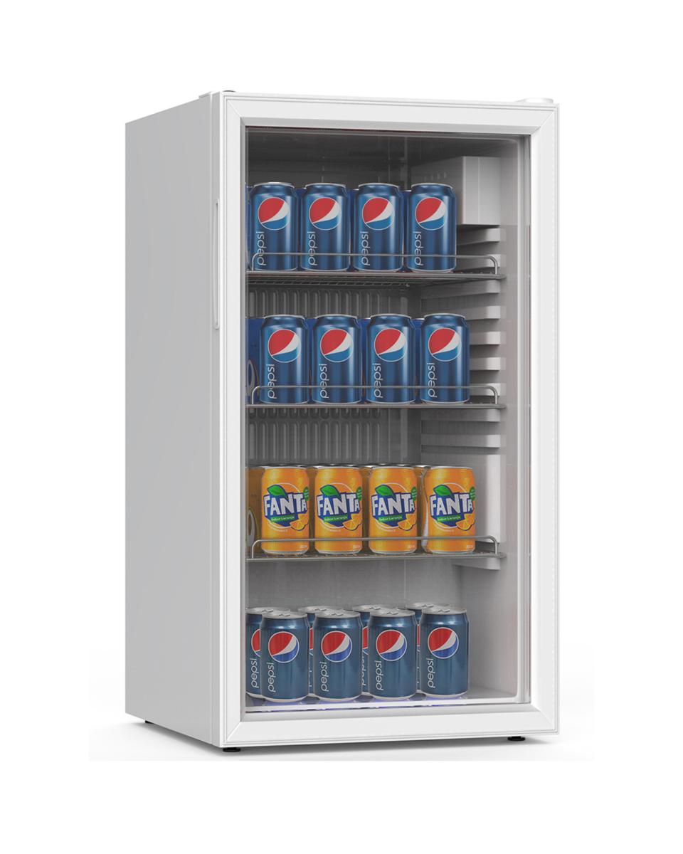 Getränkekühlschrank klein - 80 Liter - Glastür - Weiß - Promoline