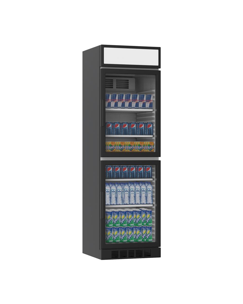 Getränkekühlschrank - 385 Liter - 2 Türen - Schwarz - H 199,4 x 59,5 x 60,5 cm - Promoline