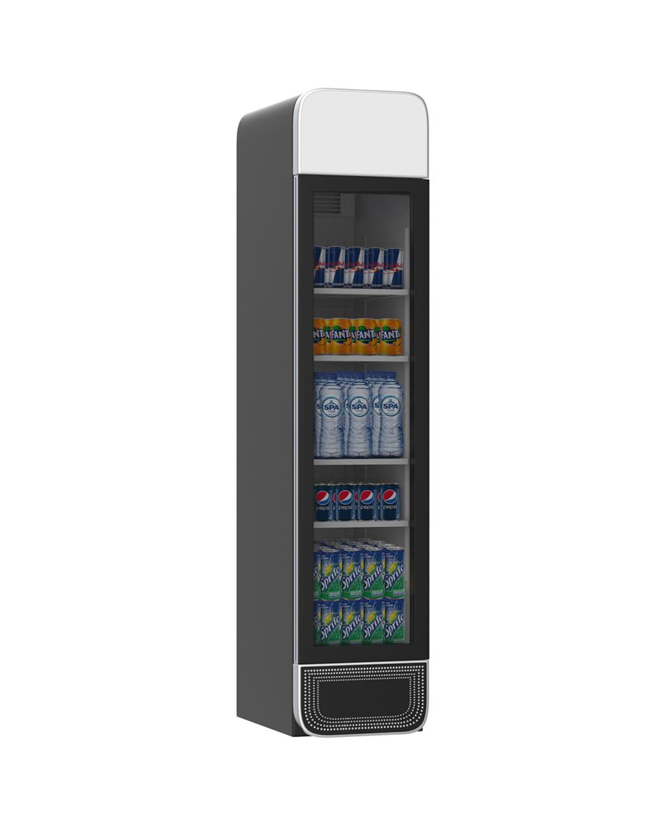 Getränkekühlschrank - Retro - 265 Liter - 1 Tür - Schwarz - H 207,7 x 45 x 59,5 cm - Promoline