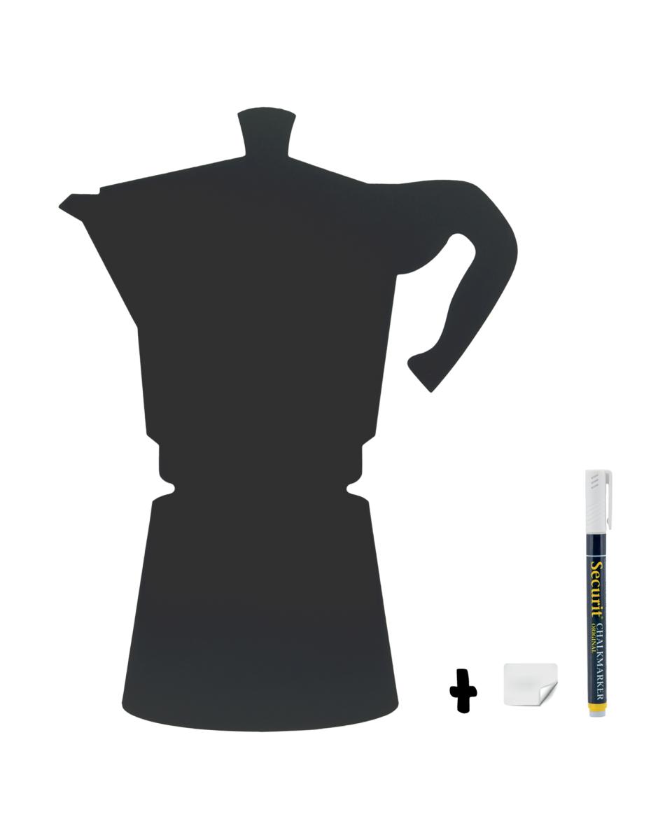 Tafel - Sillhouette - Kaffeemaschine - H 53 x 30 x 1,5 CM - Schwarz - Securit - FB-MOKA