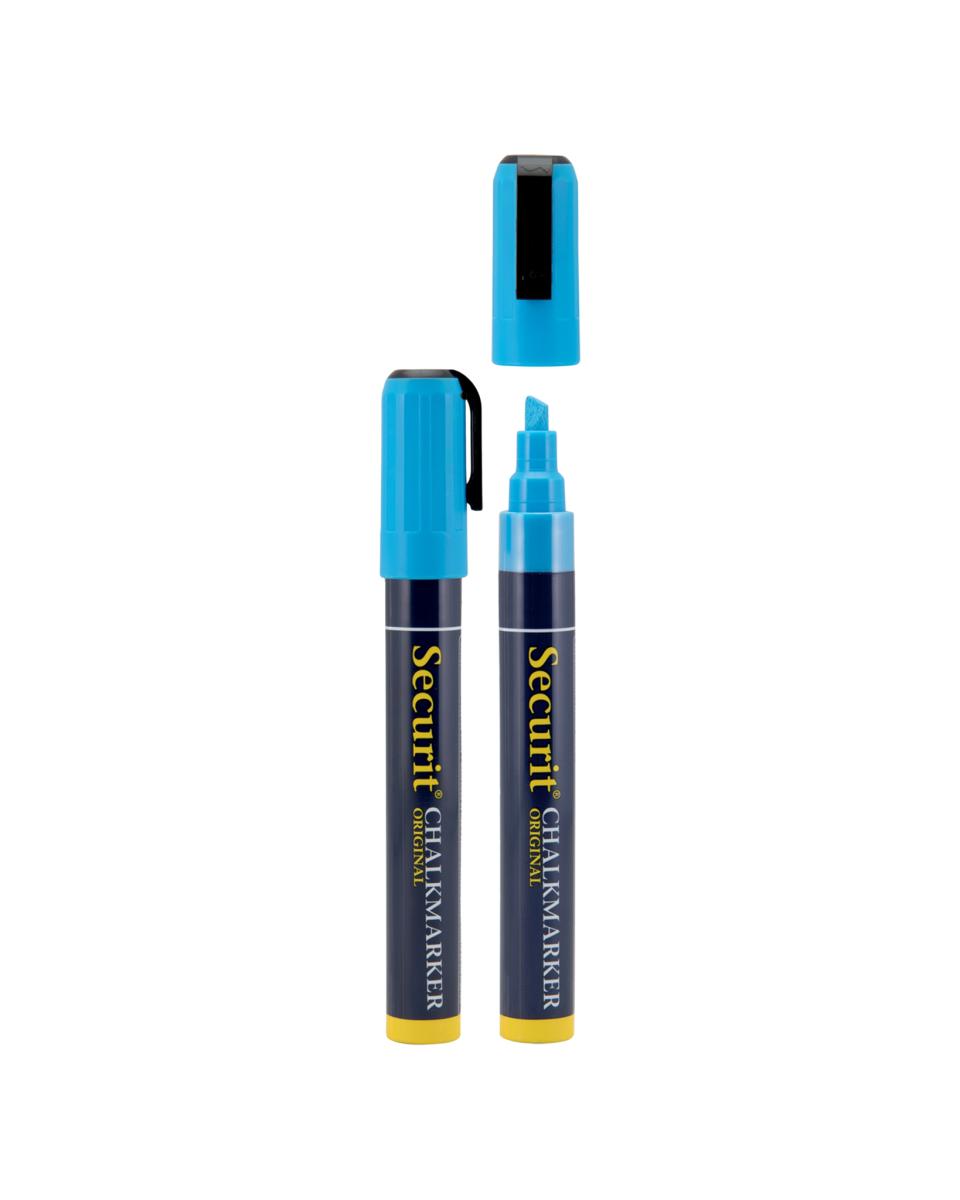 Kreidemarker – Flüssigkeit – 2–6 mm – 2 Stück – H 22,5 x 12 x 2,2 cm – Blau – Securit – BL-SMA510-BU