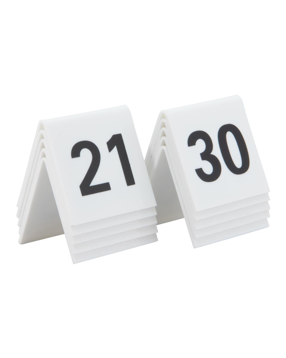 Tischnummern - 21-30 - 10 Stück - H 4,5 x 5,2 x 5,2 CM - Weiß - Securit - TN-21-30-WT
