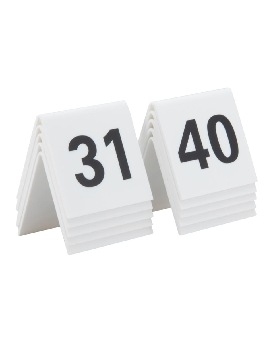 Tischnummern - 31-40 - 10 Stück - H 15,9 x 12,5 x 5 CM - Weiß - Securit - TN-31-40-WT