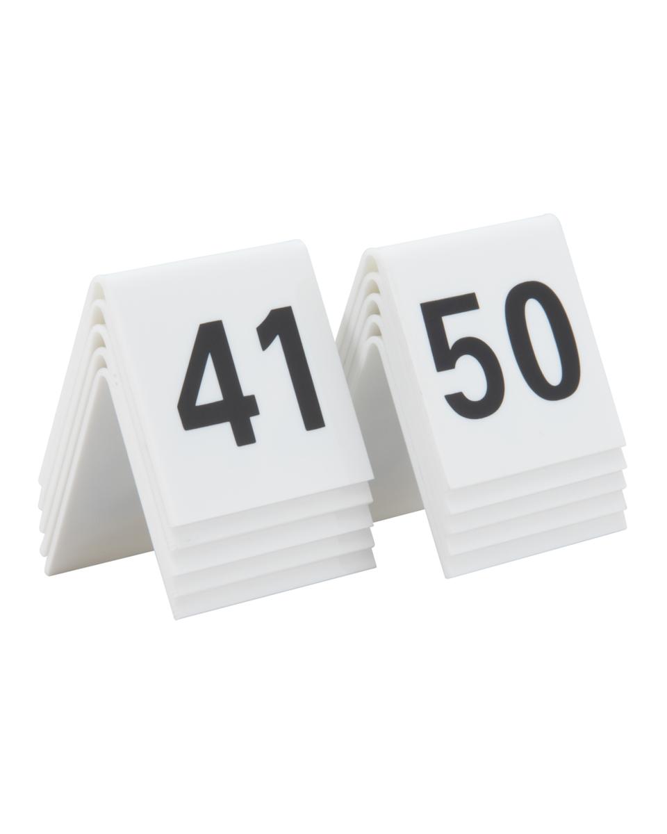 Tischnummern - 41-50 - 10 Stück - H 15,9 x 12,5 x 5 CM - Weiß - Securit - TN-41-50-WT