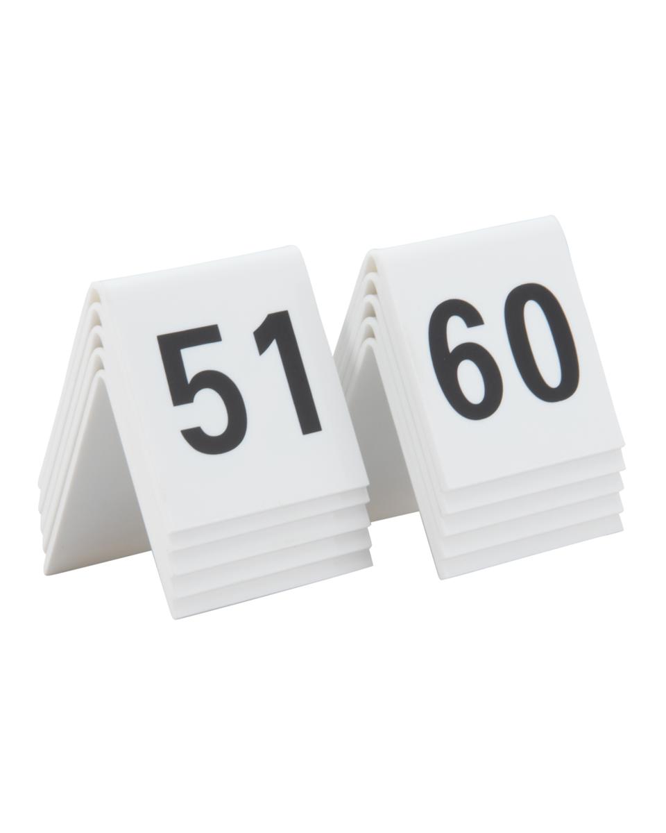 Tischnummern - 51-60 - 10 Stück - H 15,9 x 12,5 x 5 CM - Weiß - Securit - TN-51-60-WT