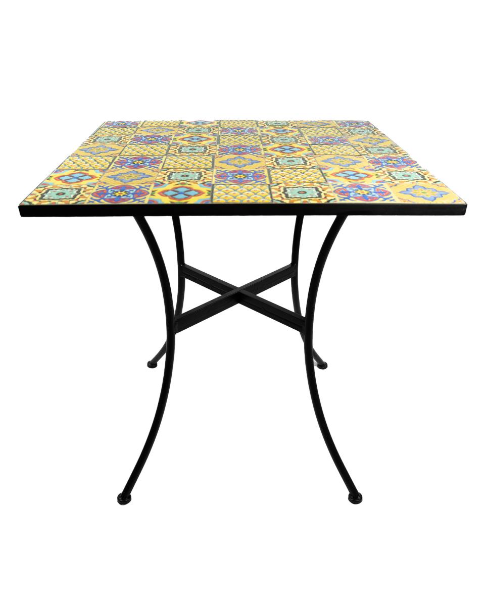 Terrassentisch - Keramik - Schwarzer Stahl - 70 x 70 CM - G-Line