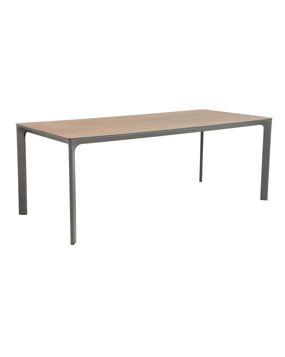 Terrassentisch - Tischplatte in Holzoptik - Aluminiumrahmen anthrazit - 200 x 90 CM - Promoline