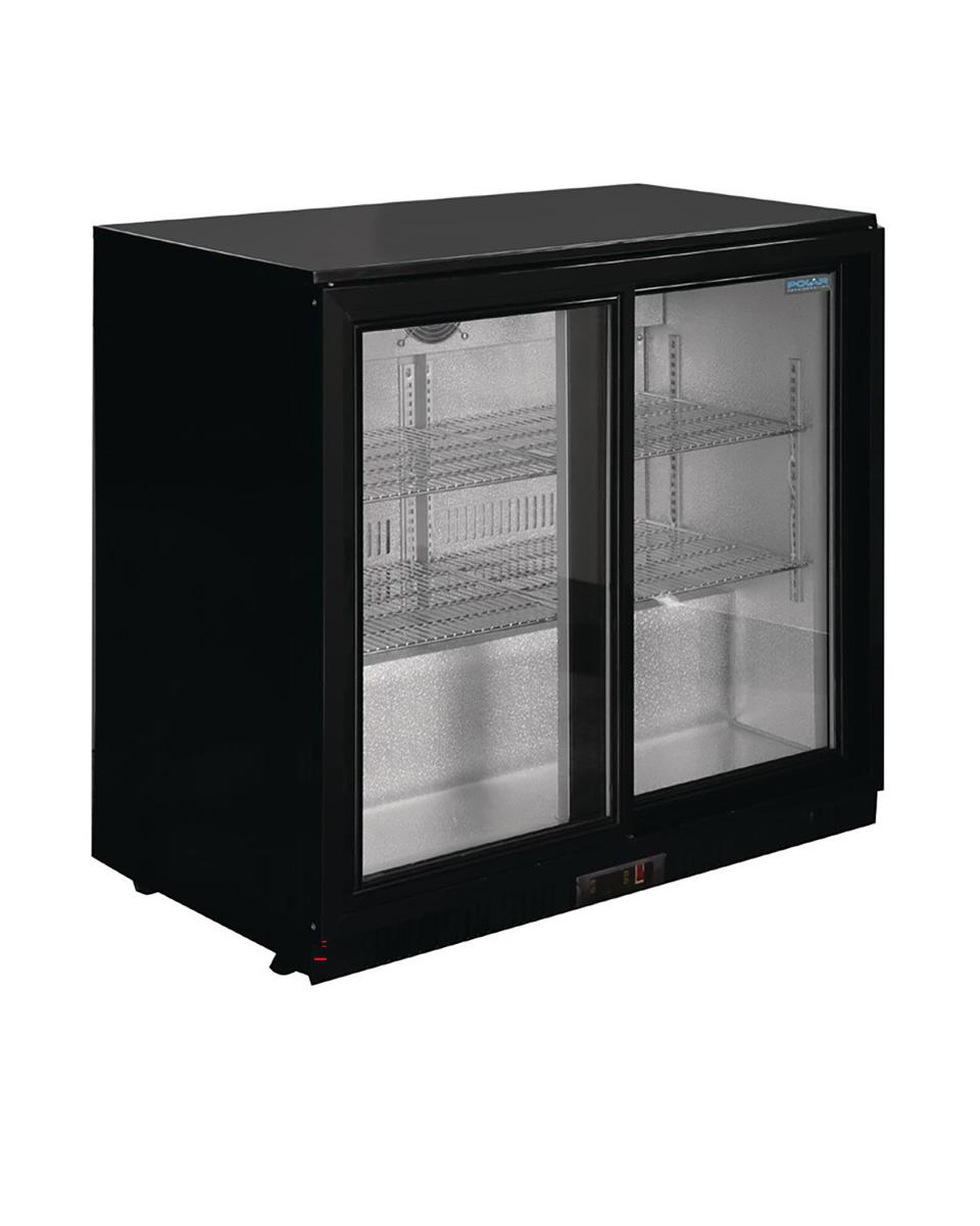 Kühlschrank Glastür - 198 Liter - Schwarz - 2 Türen - H 85 x 90 x 52 cm - 230 V - Polar - GL010