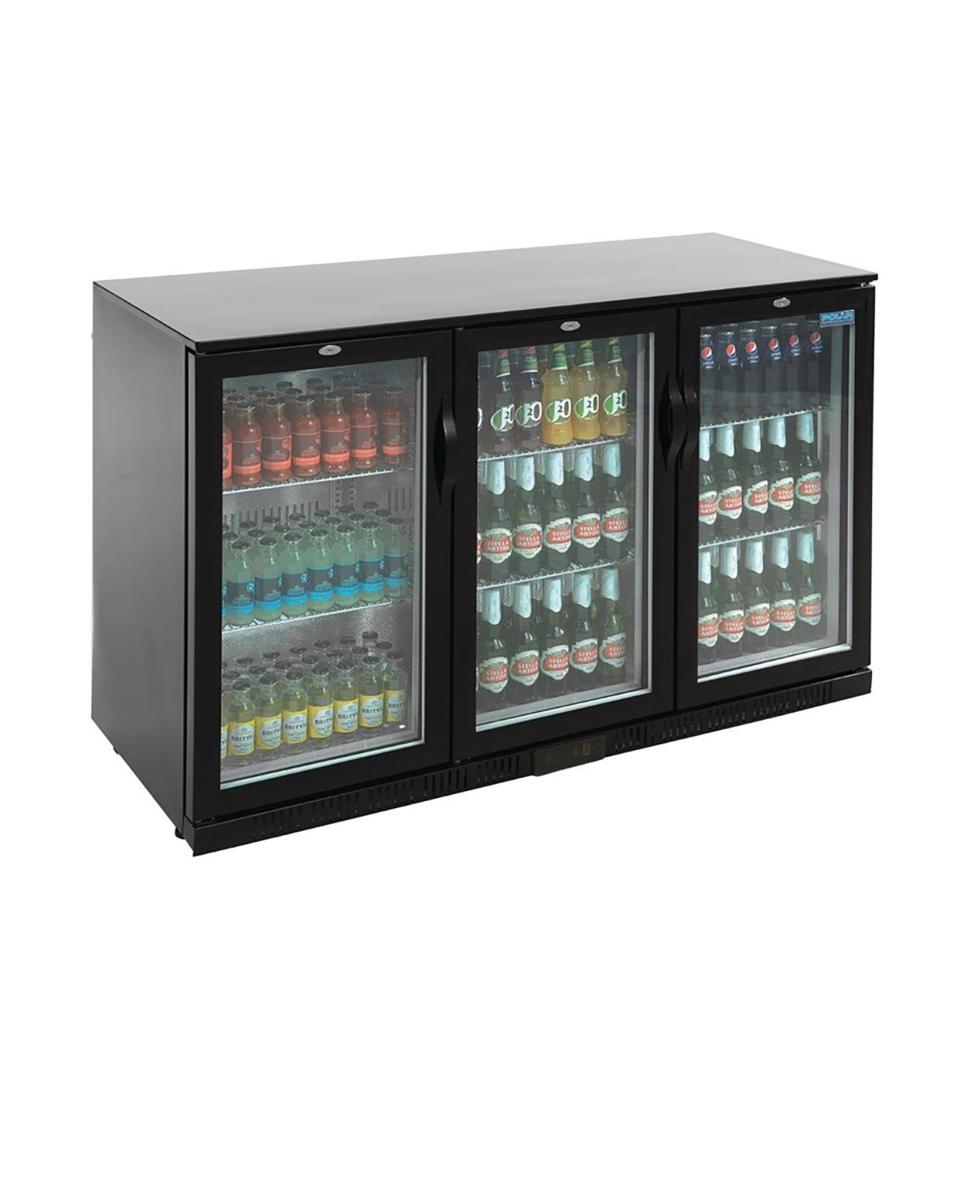 Kühlschrank Glastür - 330 Liter - Schwarz - 3 Türen - H 90 x 135 x 52 CM - 350 W - 230 V - Polar - GL004