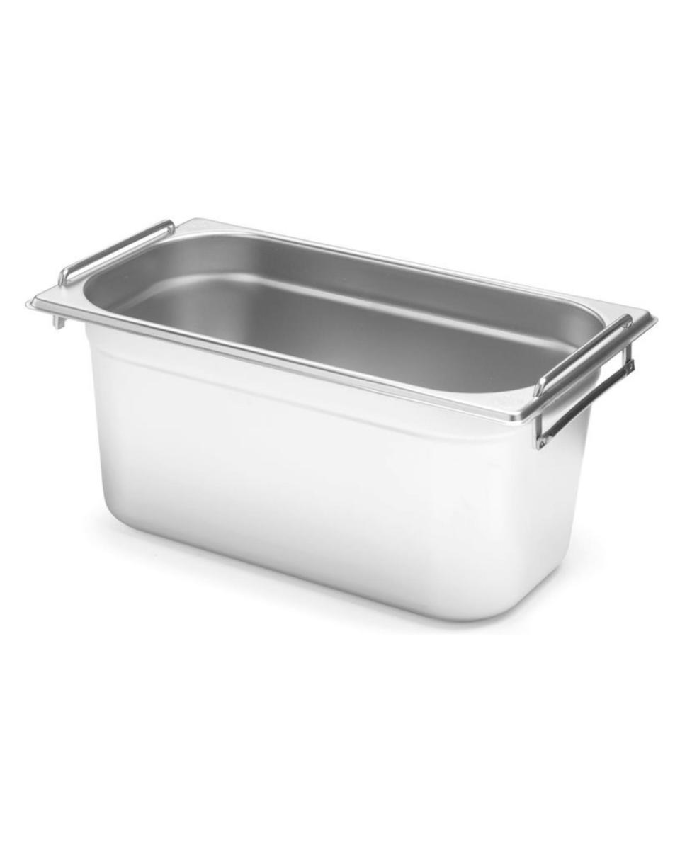 Gastronorm Behälter - GN 1/3 - Edelstahl - 20 cm - Griffe - Budget Line - Hendi - 817452