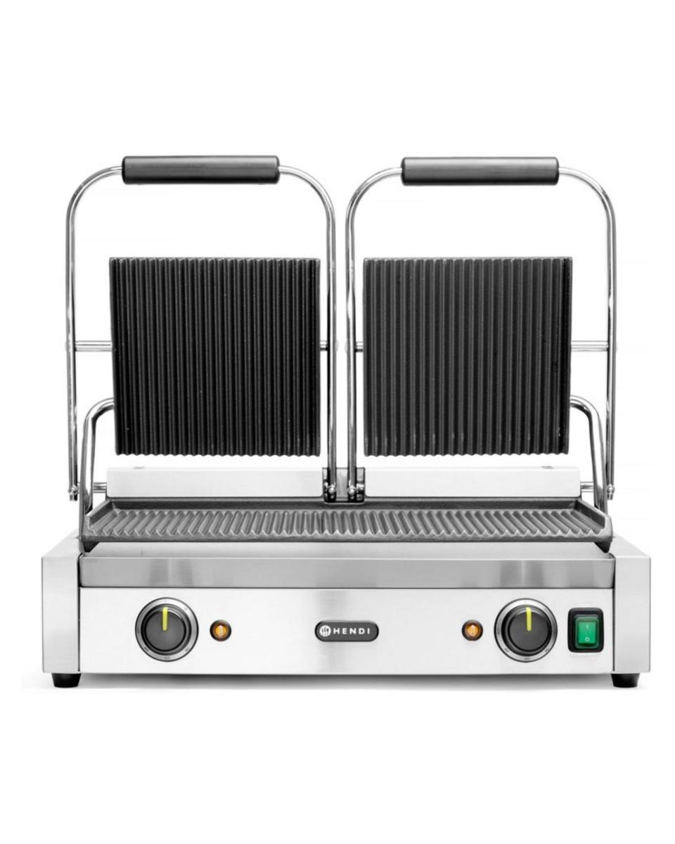 Kontaktgrill - Doppelversion - Edelstahl - H 21 x 37 x 57 cm - Hendi - 263709