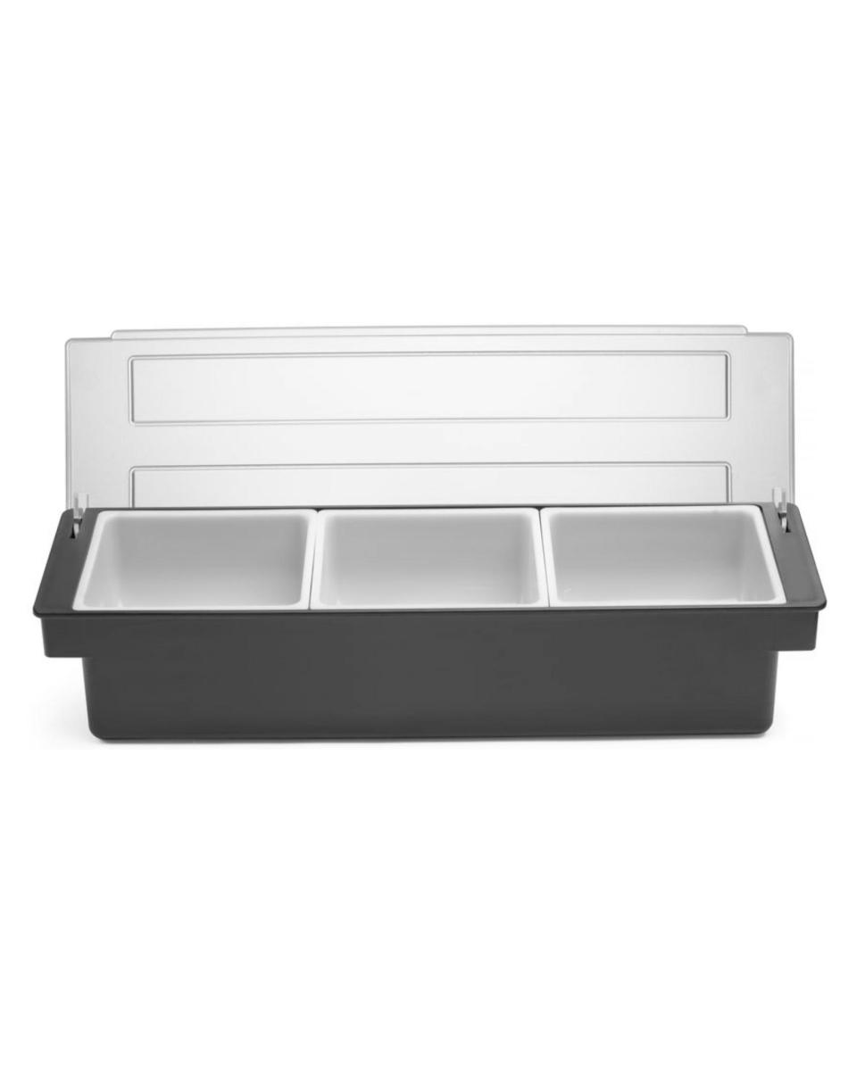 Zutatenbehälter – 3 Behälter – H 10 x 15 x 48 cm – Schwarz – Bar Up – 552018
