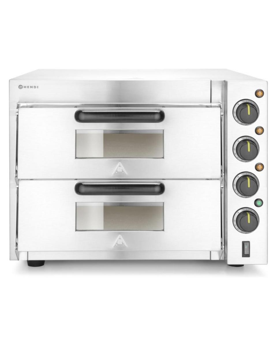 Pizzaoven - 2 kamers - Elektrisch - H 43.5 x 56 x 58 CM - 230V - Zilver - Hendi - 220283