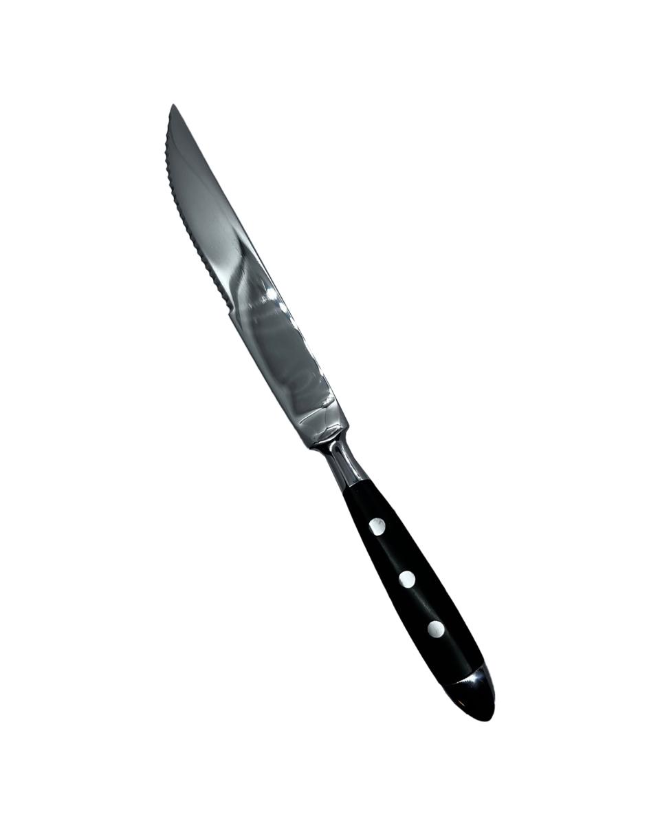 Steakmesser – 21,4 cm – schwarzer Griff – Bistro – G-Tableware – 6 Stück – G-Linie