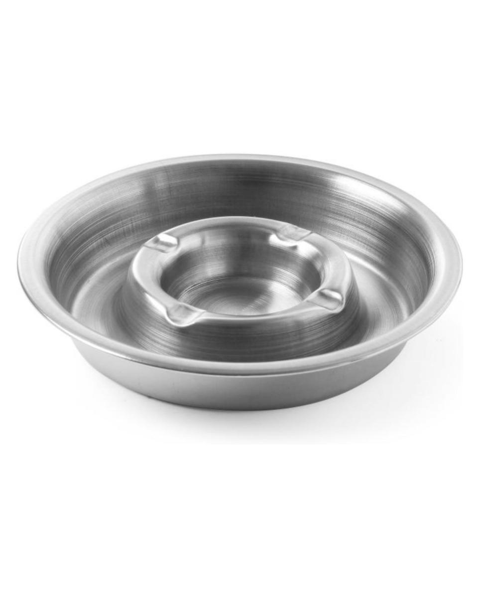 Aschenbecher mit Rand - Ø 16 cm - Edelstahl - Hendi - 440100