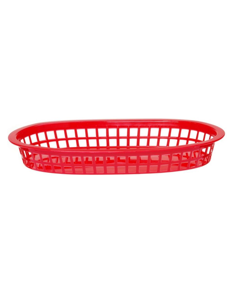 Servierkörbe im Fast-Food-Stil – Rot – 6 Stück – H 3,5 x 17,7 x 27,2 cm – Hendi – 426319