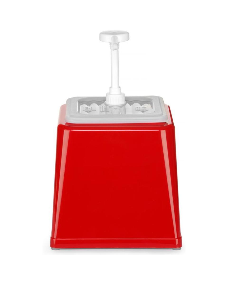 Saucenspender – Mit Pumpe – 2,5 Liter – Rot – H 32,7 x 21 x 22,4 CM – Hendi – 203521